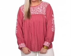 NEW LAYERZ CLOTHING lyndi embroidered top in pink